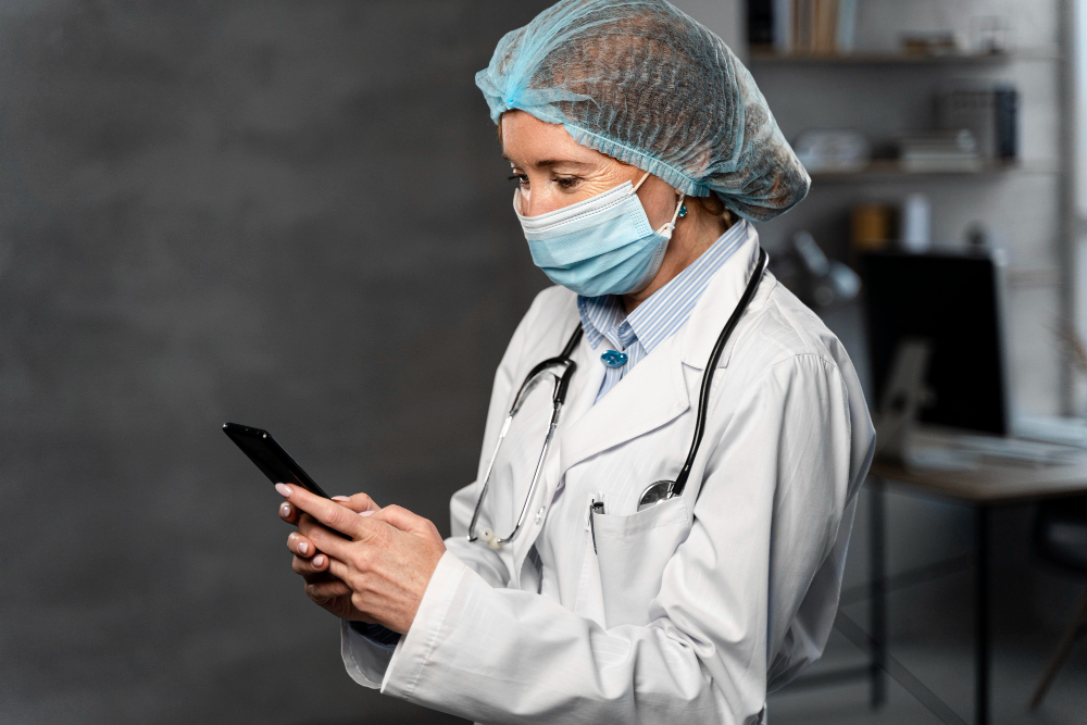 Healthcare worker using an app