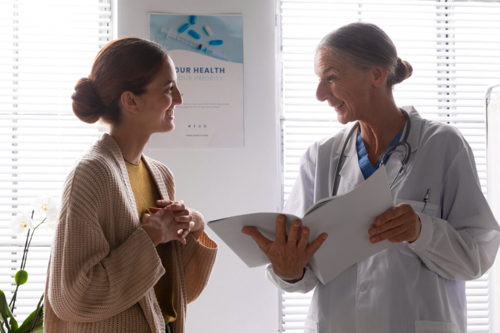 Patient talking to a healthcare provider