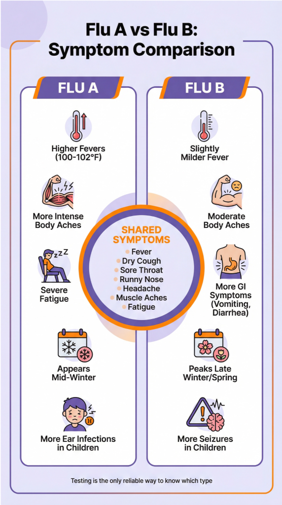 Symptom Comparison: Flu A vs Flu B