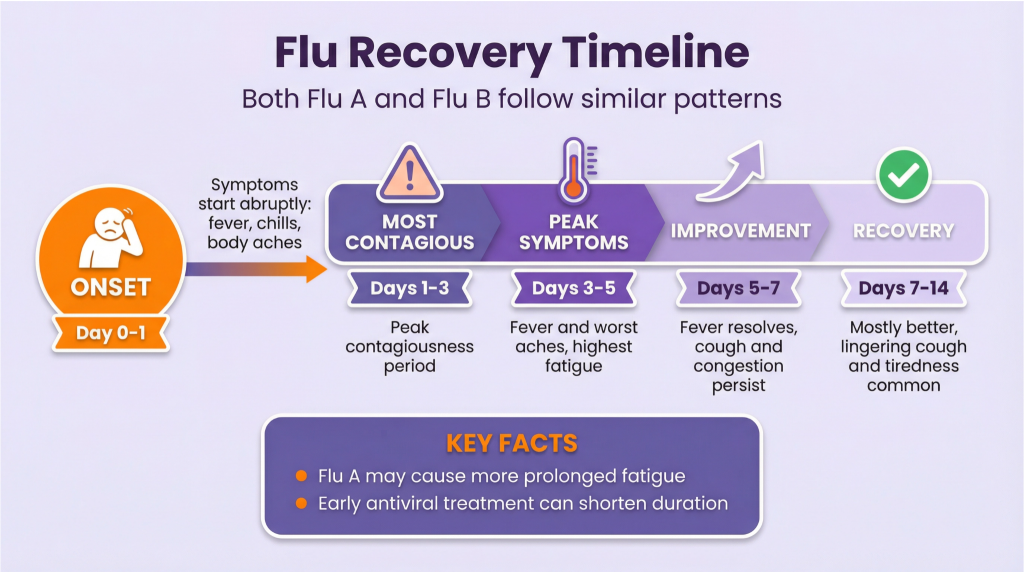Recovery Timeline: Flu A vs Flu B
